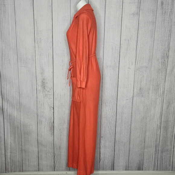 Vintage 70s Groovy Miss Elaine Orange Wide Leg Jumpsuit - Picture 7 of 9